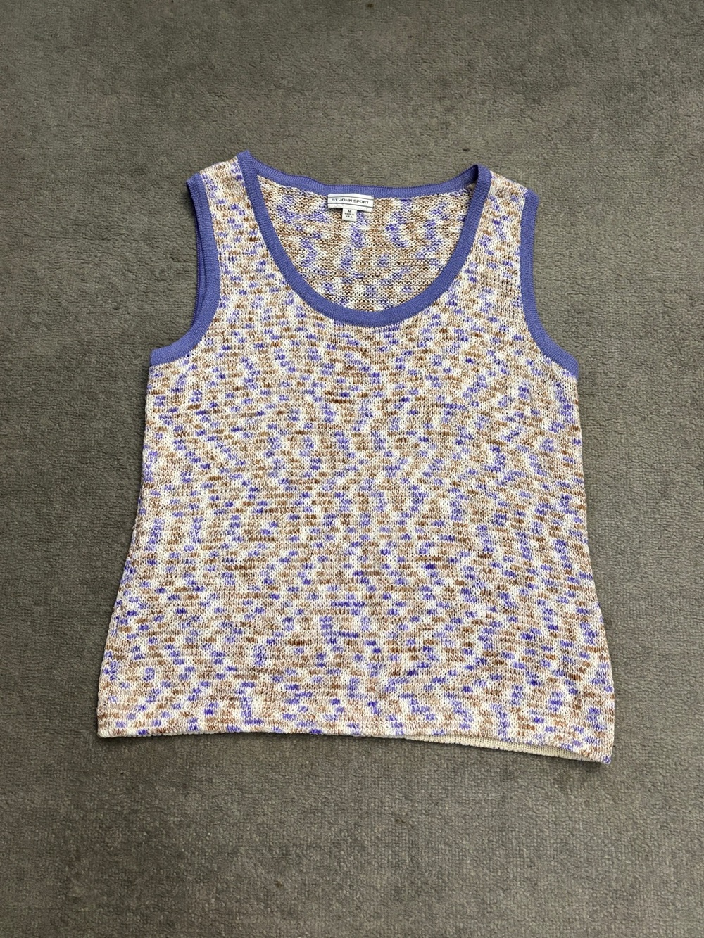 St. John Sport Knit Sleeveless Sweater Tank Top Purple Multi